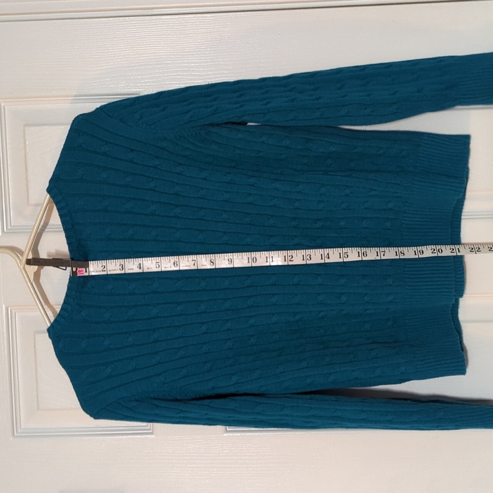 🔥Cable sweater in teal PXL, St John's Bay - Picture 5 of 7